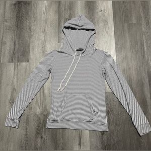 American Eagle Outfitters Black/Cream Long Sleeve Hooded Shirt One size Adult XS